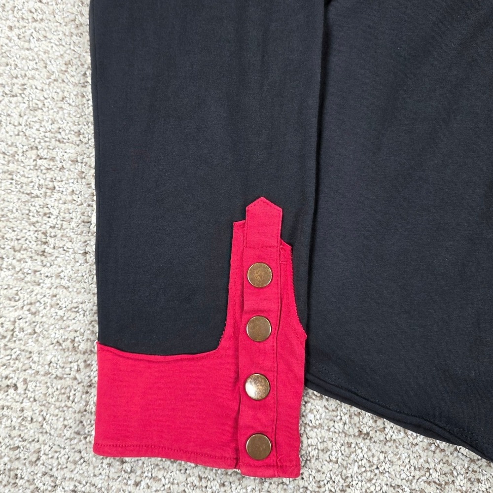 Double D Ranch Womens Western Shirt Black Red Studded Embroidered Snap Front L - Picture 5 of 10
